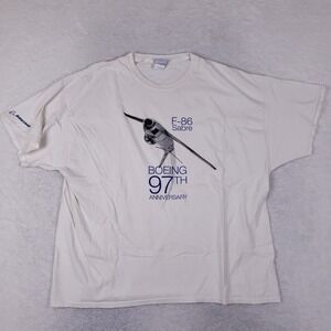 Boeing T-Shirt Mens 3XL White F-86 Sabre Jet 97th Anniversary Aviation Tee